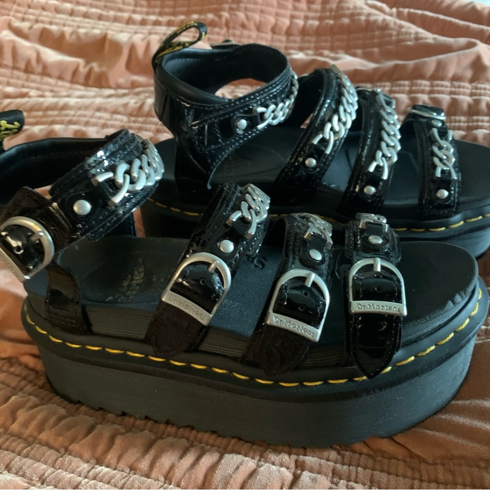 Dr. Martens Black Sandals with Chain Detail